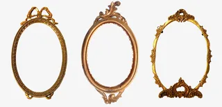 欧式金属浮雕圆形照片框画框免抠