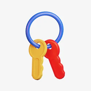 C4D立体3D模型卡通钥匙免抠