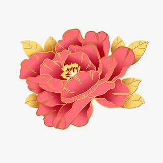 大红色牡丹花透明PNG素材免抠