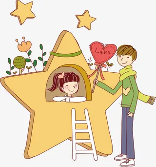 男生向女生献爱心免抠