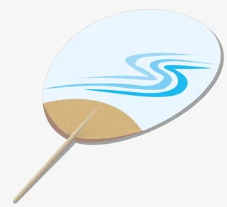 手绘团扇矢量素材免抠