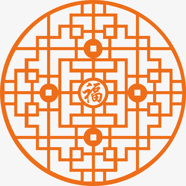 福字窗格古典边框免抠