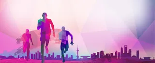 五一几何渐变奔跑海报banner背景高清