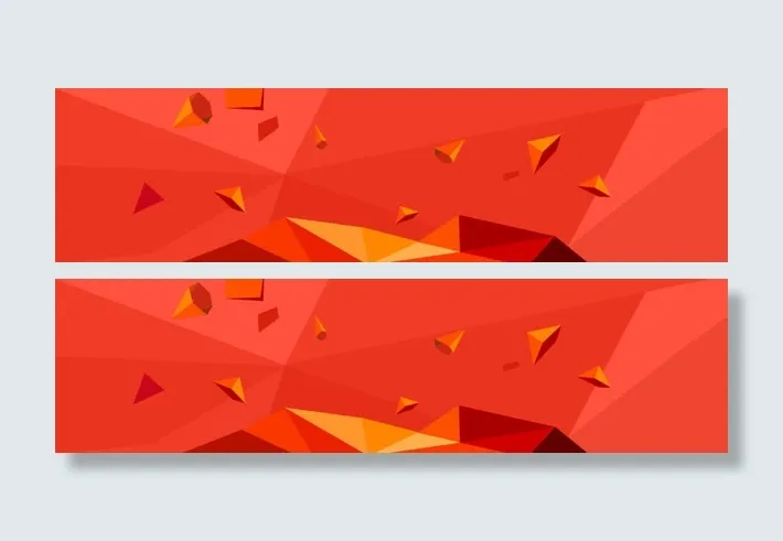 电商红色三角立体块背景banner