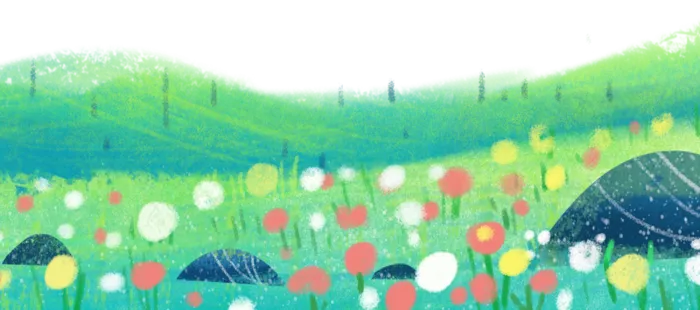 卡通插画鲜花绿地背景高清