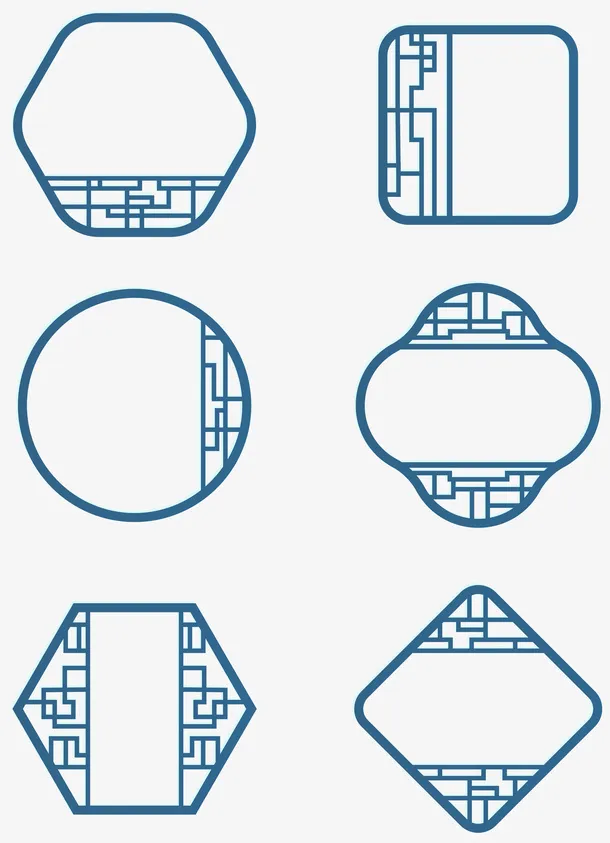 中式传统元素窗格装饰边框标题框免抠