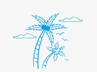 蓝色卡通椰子树矢量图免抠