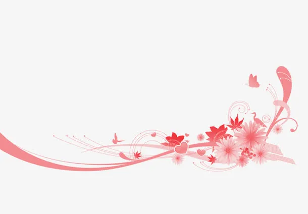 红色花纹免抠