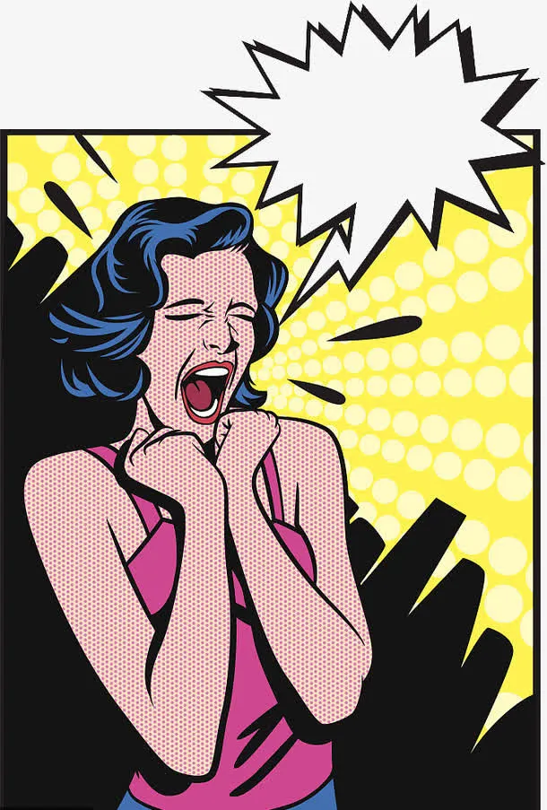 潮流装饰画抓狂的女孩大叫免抠