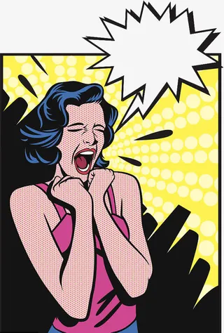 潮流装饰画抓狂的女孩大叫免抠