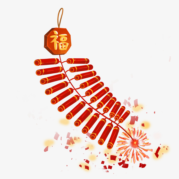 一串春节新年鞭炮元素免抠