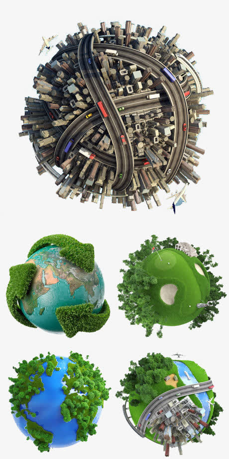 3d质感的世界建筑圆球免抠