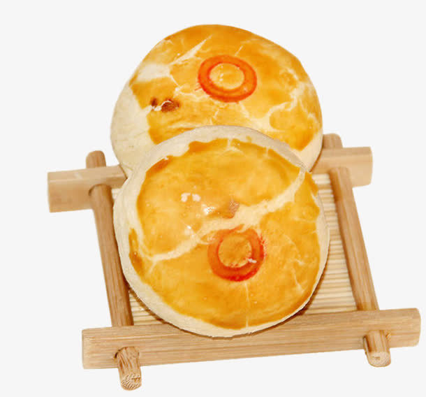 木盒上的两个蛋黄酥免抠