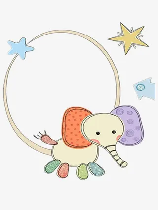 可爱大象边框免抠