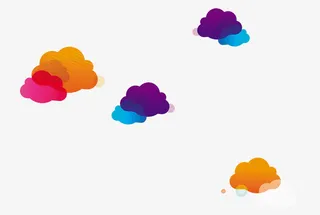 彩色条纹云朵漂浮素材免抠