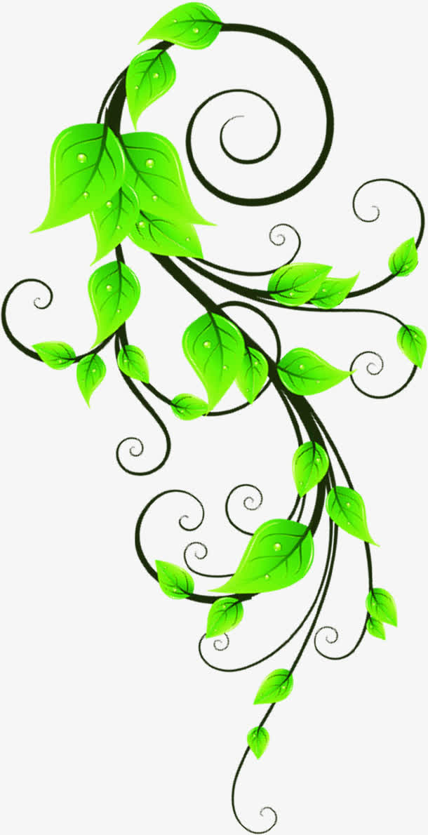 春天手绘绿叶促销装饰免抠