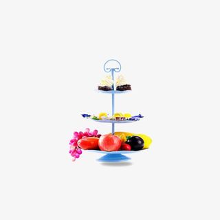 昱州欧式全金属多层水果盘粉红色免抠