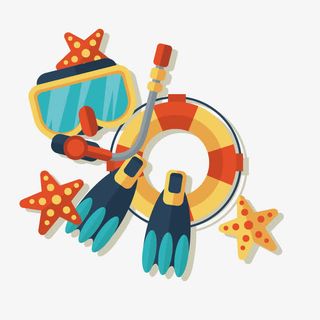 卡通潜水装备免抠