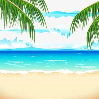 卡通海滩风景矢量图免抠