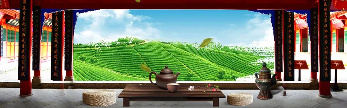 春茶品茗banner背景海报高清