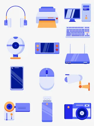 蓝色风格卡通数码设备icon免抠