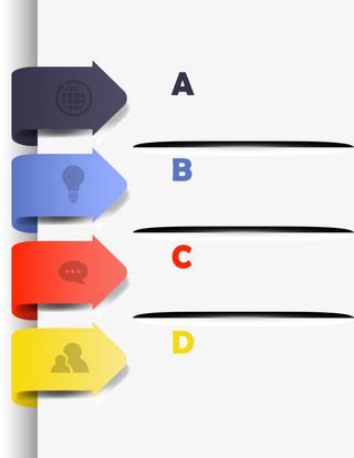矢量彩色立体箭头信息免抠