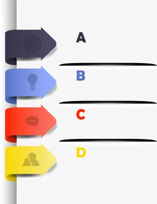 矢量彩色立体箭头信息免抠