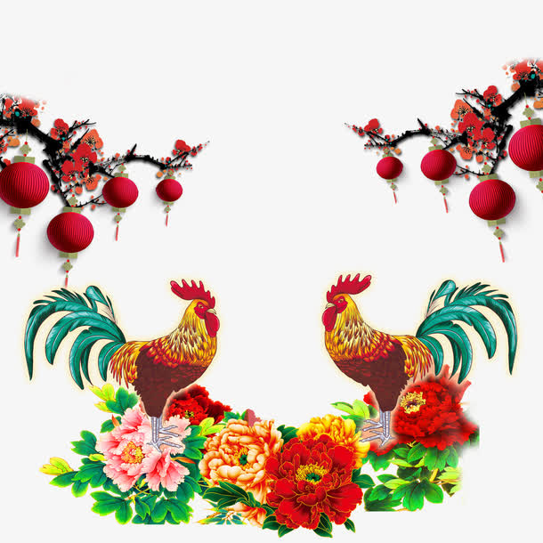 喜庆的鸡年新年素材免抠