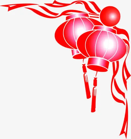 手绘红色灯笼贴纸免抠