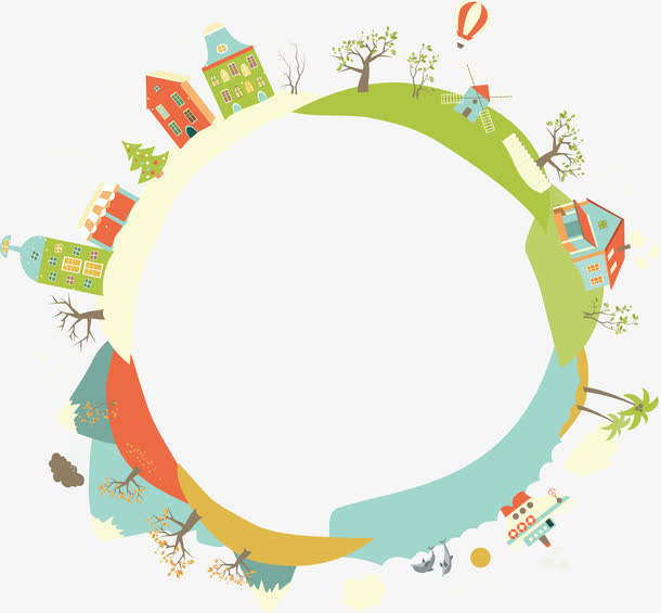 矢量图手绘房子边框免抠