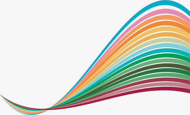 彩色波浪线卡通线条免抠漂浮彩带元素
