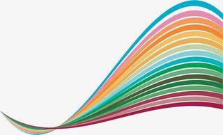 彩色波浪线卡通线条免抠漂浮彩带元素