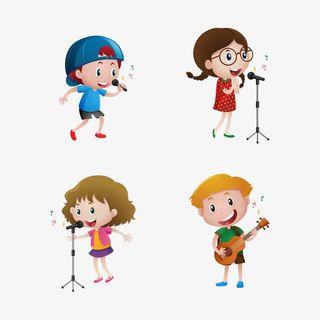 手绘音乐课人物插画免抠