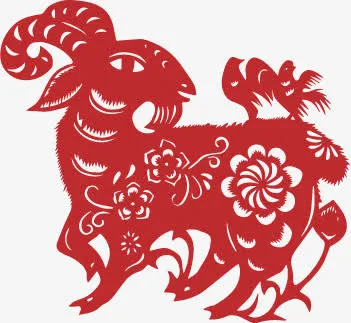 红色剪纸羚羊双11免抠