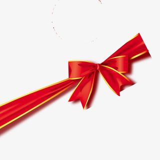 红色蝴蝶结免抠漂浮彩带元素