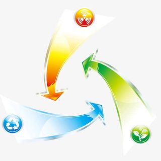 立体循环水晶箭头环保图标矢量素免抠