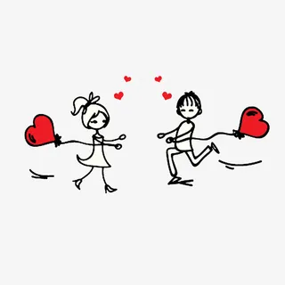 动漫可爱风格情侣简笔画图案免抠