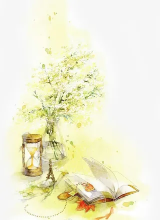 午后书本水彩手绘素材免抠