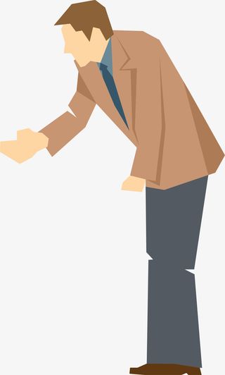 弯腰握手的男人插画免抠
