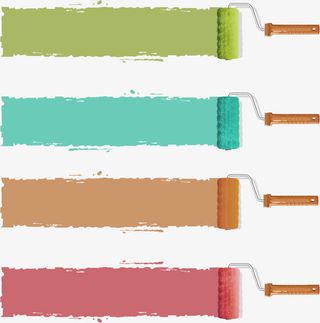 多彩简约涂料效果元素免抠