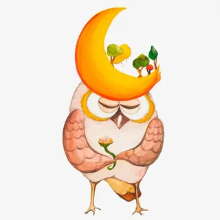 猫头鹰头上的月亮免抠