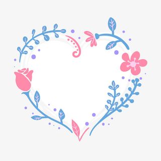 手绘爱心花环设计免抠