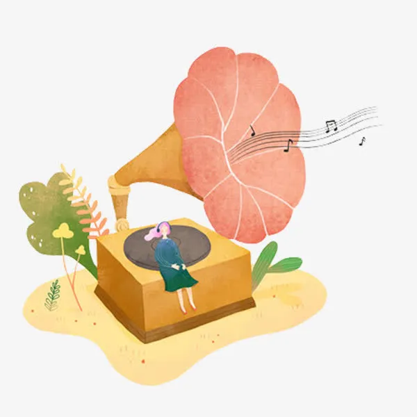 手绘收音机听音乐减压免抠