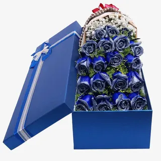 蓝色妖姬礼盒免抠