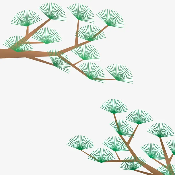 卡通绿色叶子树枝装饰免抠