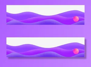 创意紫色渐变波浪剪纸风banner免抠手绘/卡通卡通元素