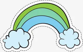 绿色彩虹卡通贴纸免抠