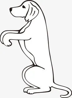 黑白线条小狗免抠