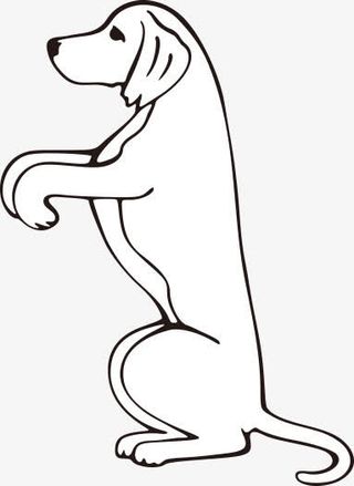 黑白线条小狗免抠