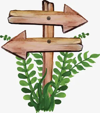 矢量手绘双向箭头木牌免抠